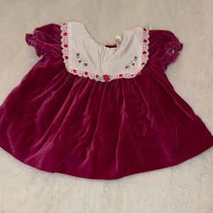 Vintage girls Velvet dress with collar